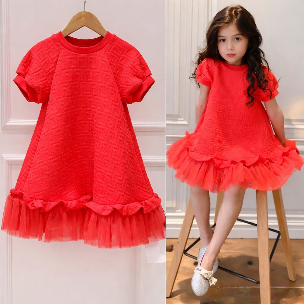 Fendi Kids FF Logo Tulle Hem Dress | Size 12+ Formal Party Summer